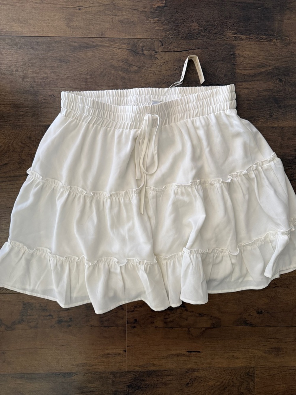 She + Sky White Ruffle Tiered Mini Skirt